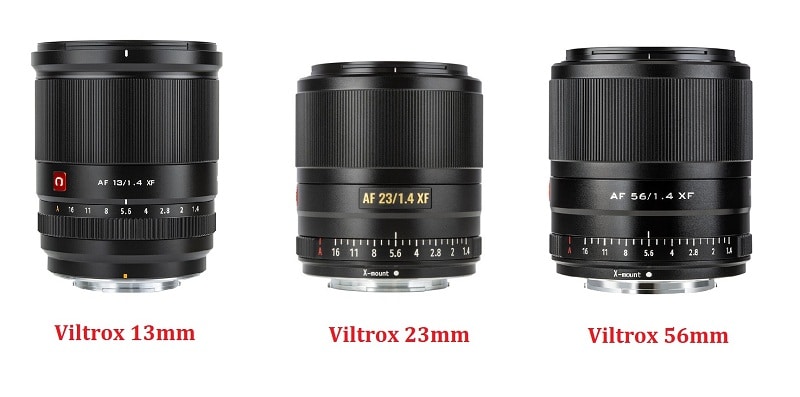 Đánh giá Viltrox AF 13mm Fuji với ống kính 23mm và 56mm