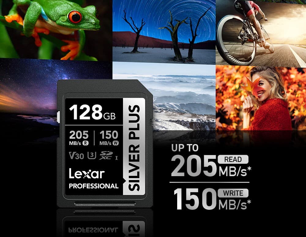 Lexar 128GB Professional SILVER PLUS sở hữu tốc độ đọc tối đa lên đến 205MB/s