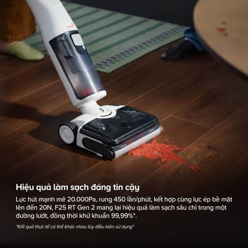 Roborock F25 RT Gen 2 được trang bị lực hút lên đến 20.000Pa