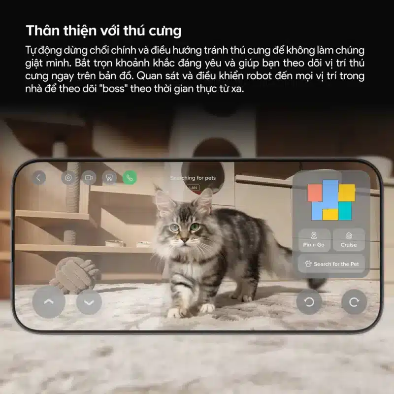 Roborock Saros 20 Sonic được thiết kế phù hợp với gia đình có thú cưng, với khả năng nhận diện và tránh né khi tiếp cận gần