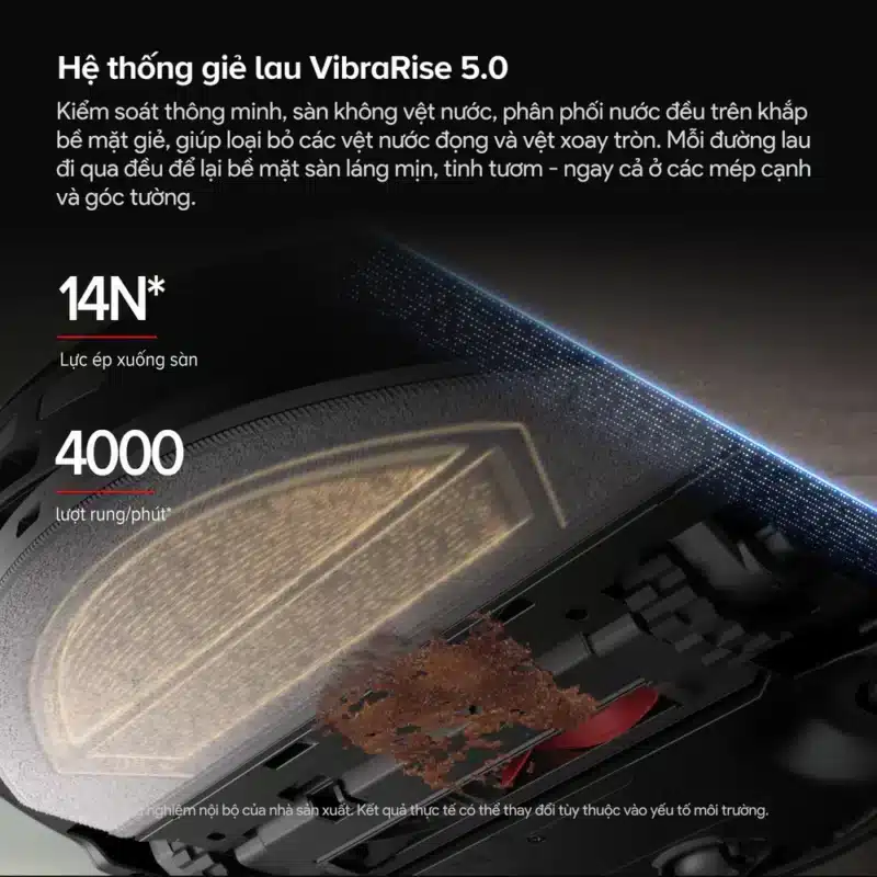 Công nghệ VibraRise 5.0 giúp robot kiểm soát lượng nước và lực lau một cách thông minh