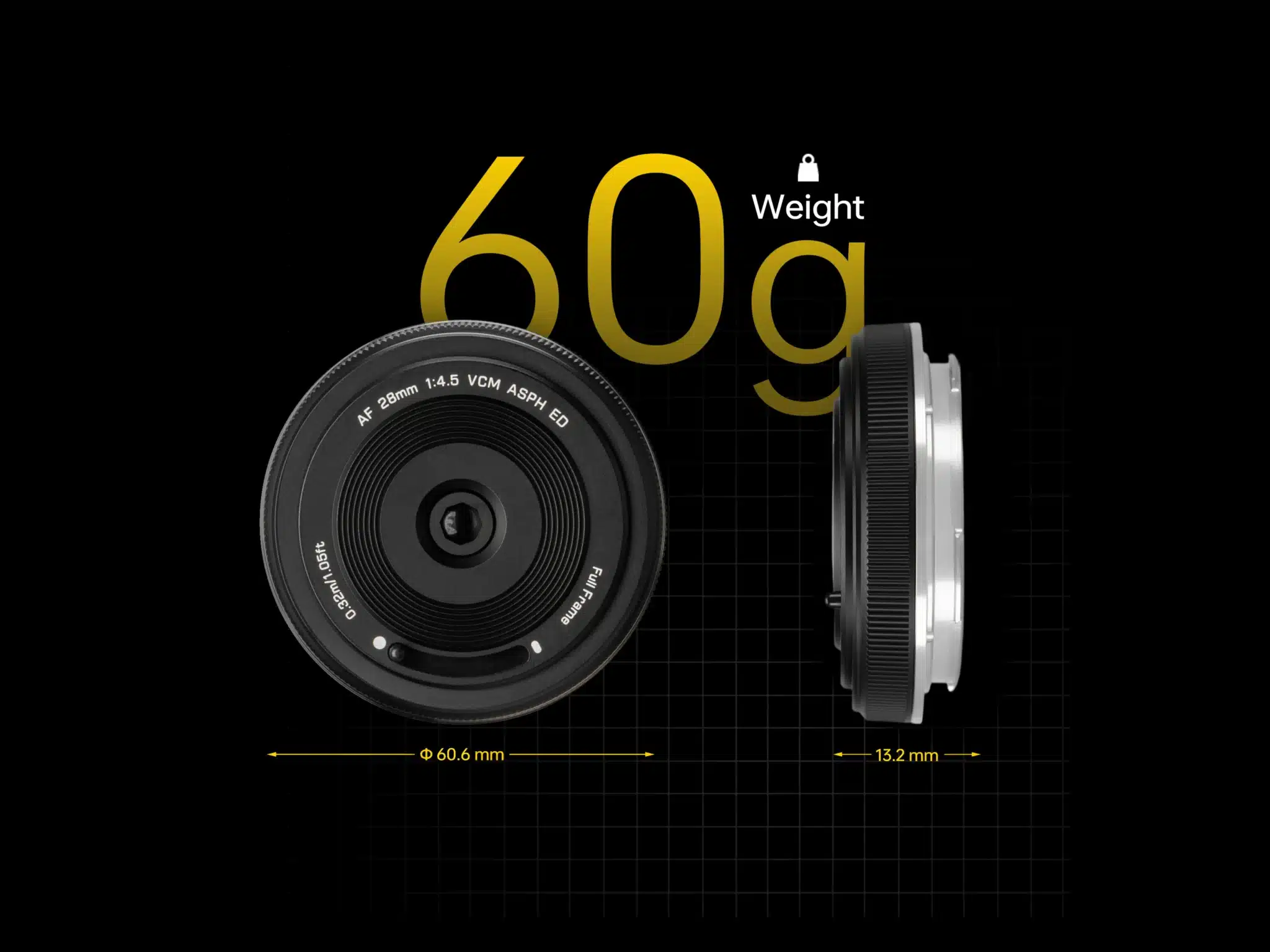 Với độ dày chỉ 13.2mm và trọng lượng cực kỳ nhẹ 60g, Viltrox 28mm f/4.5 L mang đến trải nghiệm mang theo cực kỳ thoải mái
