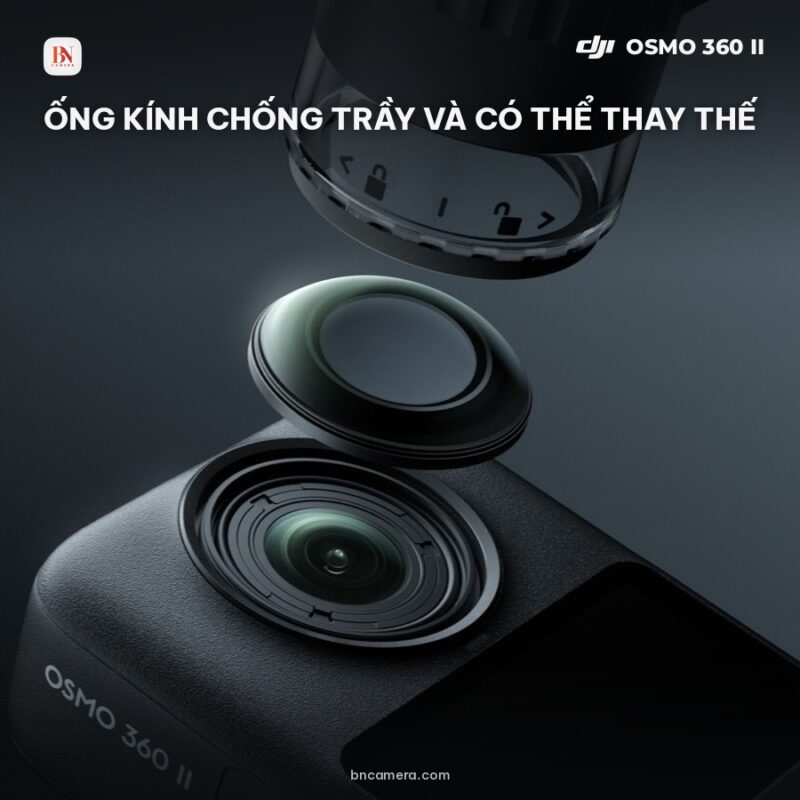 So sánh DJI Osmo 360 II và Insta360 X6 về khả năng thay thế ống kính trầy