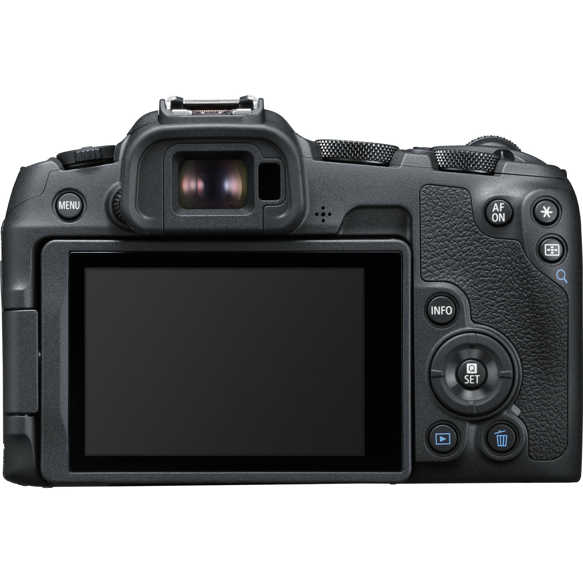 Canon EOS R8 Mark II mặt sau với màn hình và kính ngắm