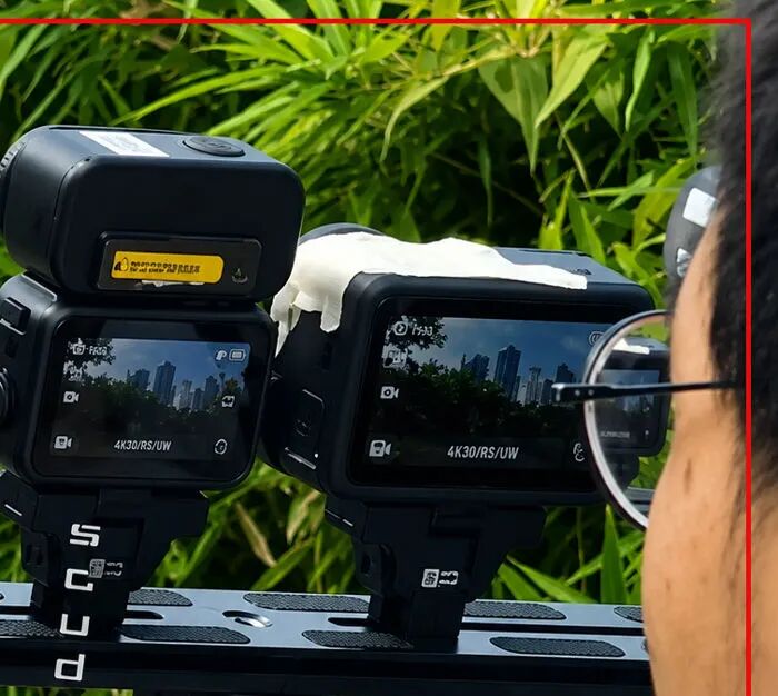 Ảnh rò rỉ mặt trước DJI Osmo Action 7 với màn hình cảm ứng phía trước