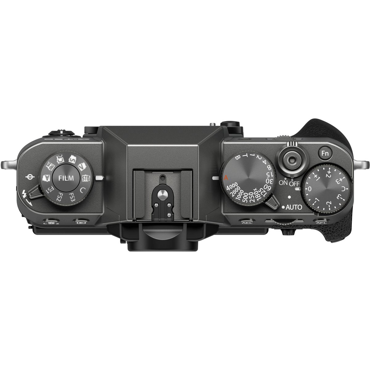 Mặt trên Fujifilm X-T30 III với vòng xoay FILM chọn giả lập màu phim, vòng tốc độ và bù sáng