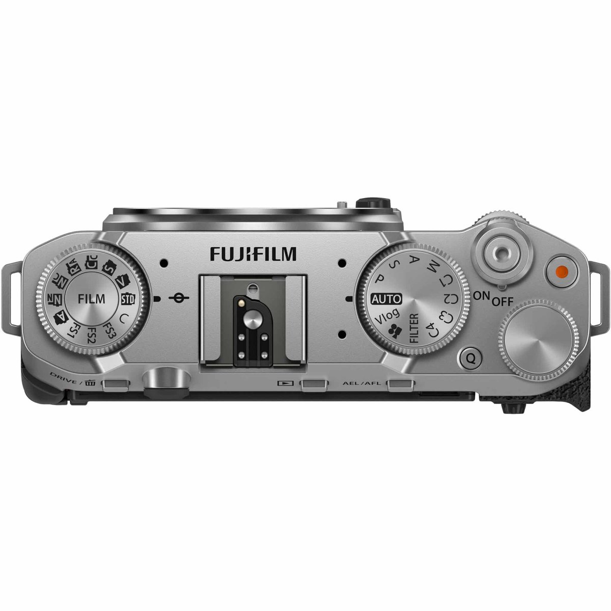 Mặt trên Fujifilm X-M5 với vòng xoay Film Simulation riêng bên trái