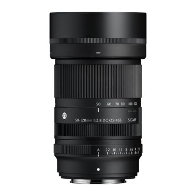 Sigma 50-120mm f/2.8 DC OS Contemporary For Fujifilm X ảnh chính diện ống kính gắn loa che nắng LH585-01