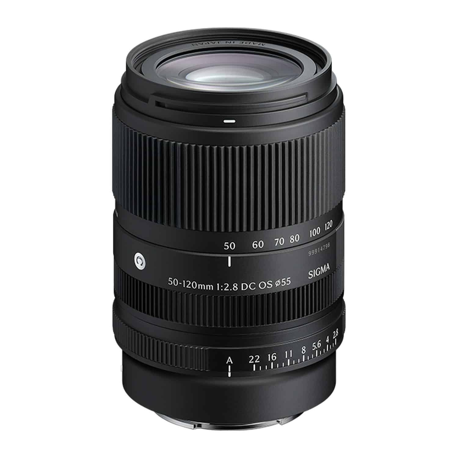 Sigma 50-120mm f/2.8 DC OS Contemporary For Fujifilm X cận cảnh mặt thấu kính trước với lớp phủ chống bám nước và dầu
